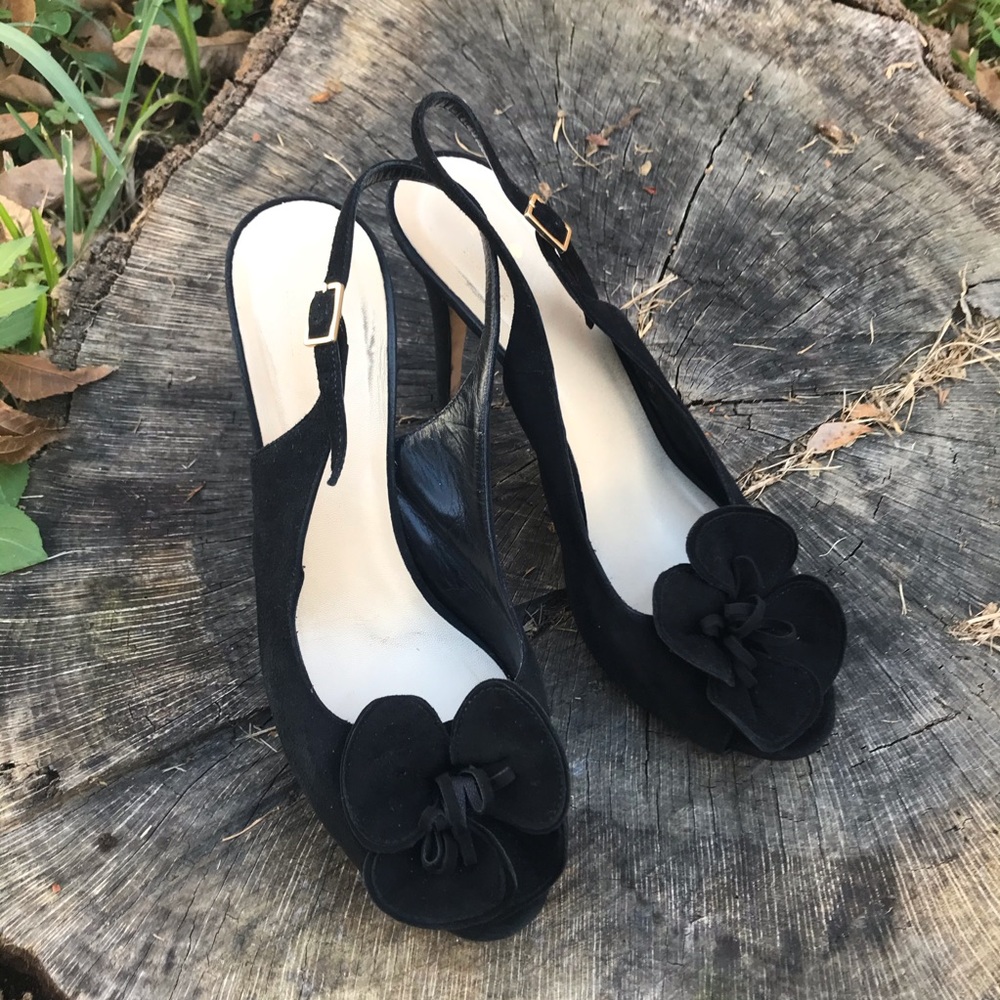 Black suede Kate Spade Gael peep-toe pumps SZ 8.5B